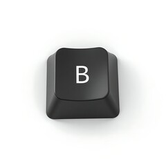 Fototapete - Close-up of a Single Black Keyboard Key with White Letter B