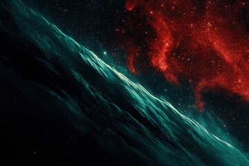 Poster - Dramatic celestial vista showcasing a vibrant nebula and distant stars in a captivating cosmic dance, evoking a sense of awe and wonder in the infinite expanse of space