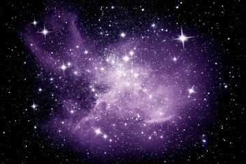 Poster - Ethereal nebula of purple hues with sparkling stars illuminating the vast expanse of cosmic space celestial scene capturing the beauty of universe