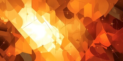 Poster - Abstract background with orange and yellow tones featuring star shapes and geometric patterns