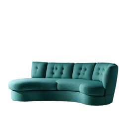 Poster - Eclectic modern teal boucle fabric curved sofa, isolated on a empty plain background