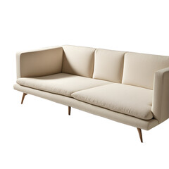 Poster - Japanese minimalist low-profile beige cotton sofa, isolated on a empty plain background