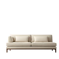 Poster - Japanese minimalist low-profile beige cotton sofa, isolated on a empty plain background