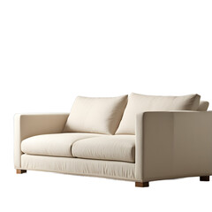 Poster - Japanese minimalist low-profile beige cotton sofa, isolated on a empty plain background