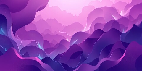 Poster - Abstract purple and pink wavy landscape with a dreamy and ethereal atmosphere design