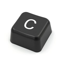 Fototapete - Single Black Keyboard Key with Letter C, Close-up View