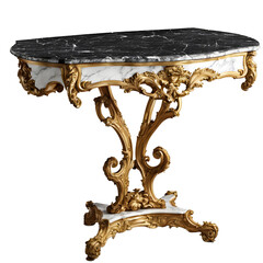 Poster - French Louis XV rococo-style curved leg marble-top table, isolated on a empty plain background