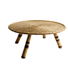 Poster - Nomadic tribal low woven bamboo table, isolated on a empty plain background
