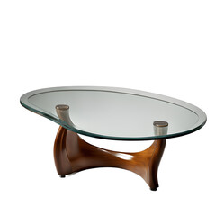 Poster - Vintage 1970s kidney-shaped glass coffee table, isolated on a empty plain background