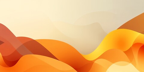 Poster - Abstract orange and yellow waves against a light beige background in a smooth style