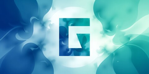 Poster - A blue and white abstract design with a square in the center and fluid shapes around it