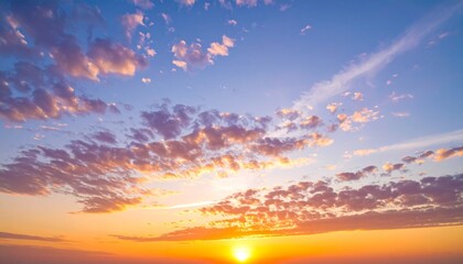 Poster - Stunning Sunrise Over a Vibrant Sky with Colorful Clouds and Soft Light : Generative AI