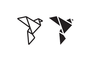 Poster - Geometric bird origami icon in line and solid style Vector