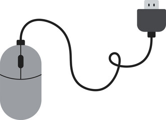 Poster - wired computer mouse with usb connector for desktop and laptop devices technology vector illustratio