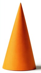 Poster - Captivating orange cone against a clean white backdrop showcasing geometric shape and minimalist composition perfect for abstract design and creative concepts