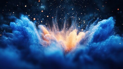 Poster - Ethereal explosion of vibrant colors blending in a cosmic dance of light and shadow creating a mesmerizing abstract background with a dreamy and magical atmosphere