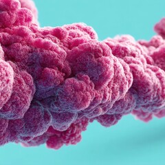 Poster - Abstract Pink Cellular Structure on Turquoise Background Macro Shot for Science and Medicine with a Soft Focus and Shallow Depth of Field for a Modern Aesthetic
