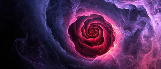 Poster - Abstract Nebula Cloud Formation in Deep Space with Swirling Vortex of Pink and Blue Hues Creating a Cosmic Portal to Another Dimension