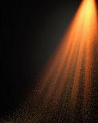 Poster - Golden light beam illuminating dark space with sparkling dust effect creating magical atmosphere and dramatic visual impact for abstract concept