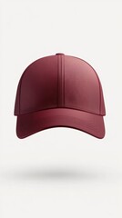 Poster - Elegant maroon baseball cap on a clean white background showcasing modern design and shadow casting studio lighting for fashion accessories promotion