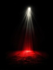 Poster - Dramatic spotlight illuminates a dark stage casting a vibrant red glow on the textured surface creating a sense of mystery and theatrical atmosphere for performance