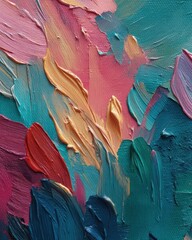 Poster - Vivid brushstroke texture in a symphony of colors creating an abstract painting with depth and movement a captivating artwork for creative projects and artistic expression