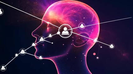 Poster - Digital connectivity and human neural network interface in futuristic design
