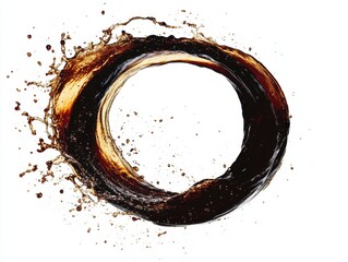 Poster - Dynamic cola splash in circular motion against a clean white backdrop creating a captivating visual effect showcasing fluid dynamics and refreshing beverage