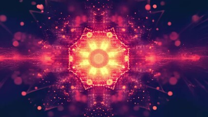 Poster - Vibrant psychedelic particle pattern showcasing intensity and intricate details in a dynamic cosmic design, Abstract Particle of psychedelic Pattern