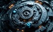 © VictoriaEmerson - Intricate circular mechanism rotating, showcasing advanced engineering and futuristic technology with glowing lights
