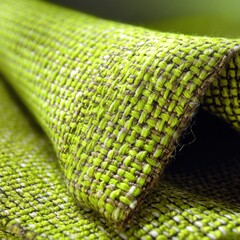 Poster - Captivating close up of vibrant green woven fabric displaying intricate texture and pattern detail a versatile textile suitable for upholstery and design projects