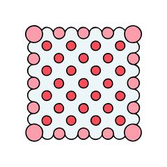 Poster - Geometric pattern design with red dots and pink circles on a light blue background vector art