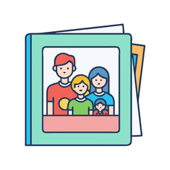 Poster - Family photo album scrapbook memory book picture frame happy family portrait togetherness album