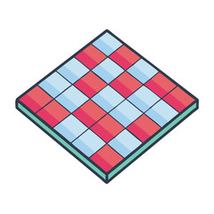 Poster - Illustration of a checkered pattern floor tiles design with red and blue squares interior design