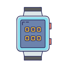 Poster - Smartwatch technology wearable device digital watch fitness tracker app icons modern design style