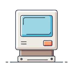 Aufkleber - Vintage computer retro pc vector illustration old technology desktop workstation design system unit