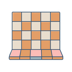 Poster - Illustration of checkered pattern tile wall, checkered tile, tile wall, floor tile, ceramic tile, interior design, surface, pattern
