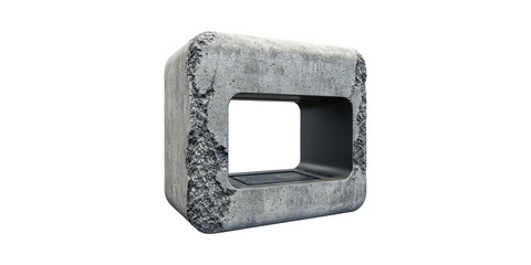 Poster - Concrete Block With Hollow Center. Modern Architectural Design Element Isolated On Transparent Background