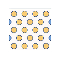 Poster - Seamless pattern design with yellow circles and blue accents for textile and wallpaper use case