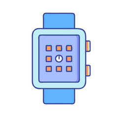 Aufkleber - Smartwatch vector illustration with blue strap and digital display for mobile technology apps