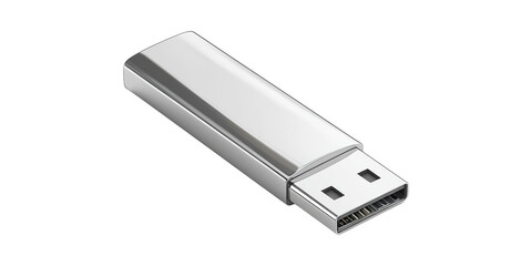 Poster - Sleek Silver Usb Flash Drive. Portable Data Storage Solution Isolated On Transparent Background