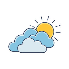 Wall Mural - illustration of sun and clouds for weather forecast design and summer season graphics vector art