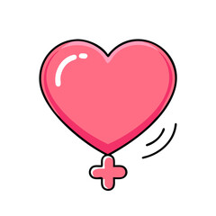 Poster - Pink heart love valentine romance symbol plus sign cute graphic design illustration vector art image