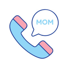 Poster - Call mom phone illustration for mother's day greeting and family communication concept vector design