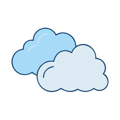 Leinwandbilder - Vector illustration of two fluffy clouds in sky blue color for weather forecast design element