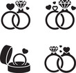 © Vector Store - Wedding Ring silhouette set vector illustration isolated On Transparent Background