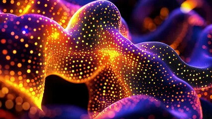 Poster - Glowing neural network of dots creating a seamless, vibrant pattern in an abstract setting, Neural network of glowing dots Seamless 3D render Abstract