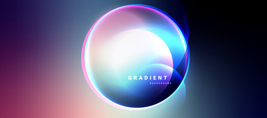 Fototapete - Futuristic sphere with glowing gradients on dark gradient background.	