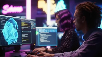 Developers coding software programming code computer technology engineering data science team work together