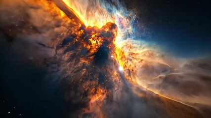 Canvas Print - Colorful nebula with bright stars shining against the vastness of space, space background with colourful nebula and stars